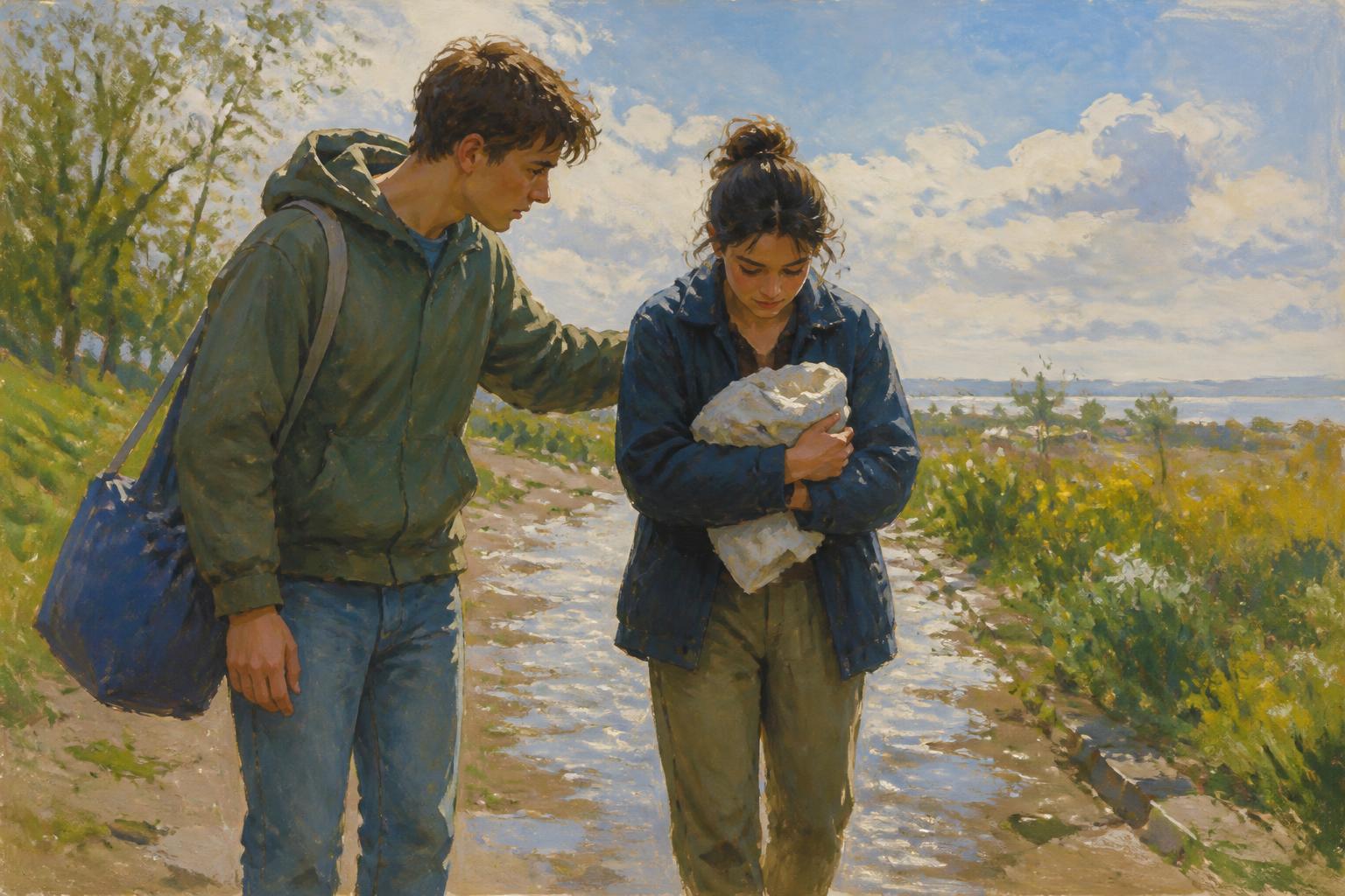 Painterly scene for Borrowing Needs A Holder.