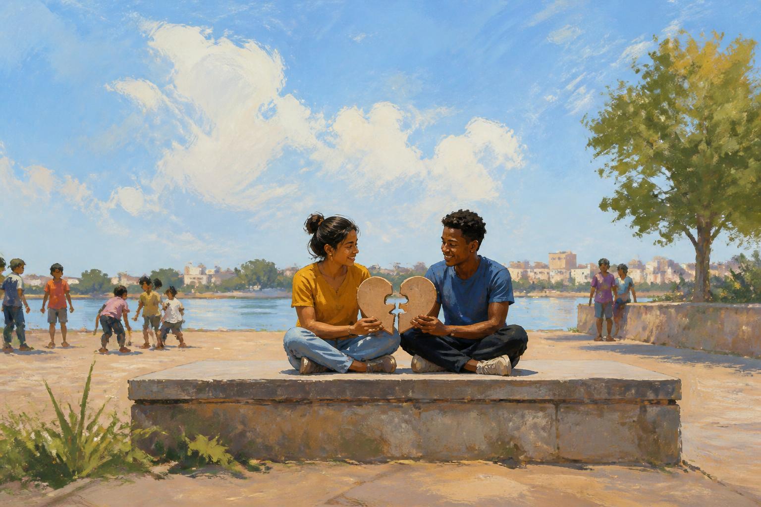 Painterly scene for Contact Before Comparison.