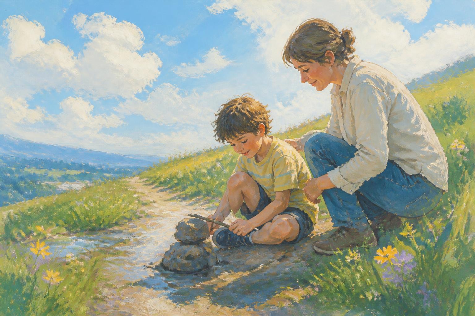 Painterly scene for Carrier First, pattern Second