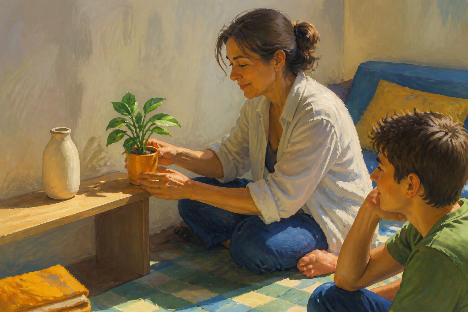 Painterly scene for A corrector you reach for only after the quiet cannot correct you.