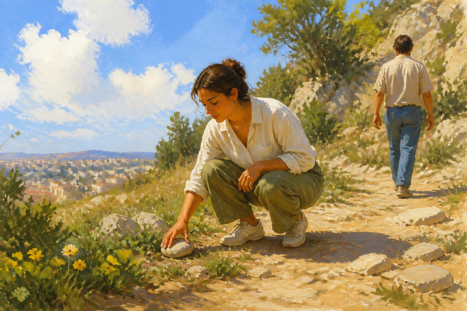 Painterly scene for Do not let a strong moment name you faster than your life can answer.