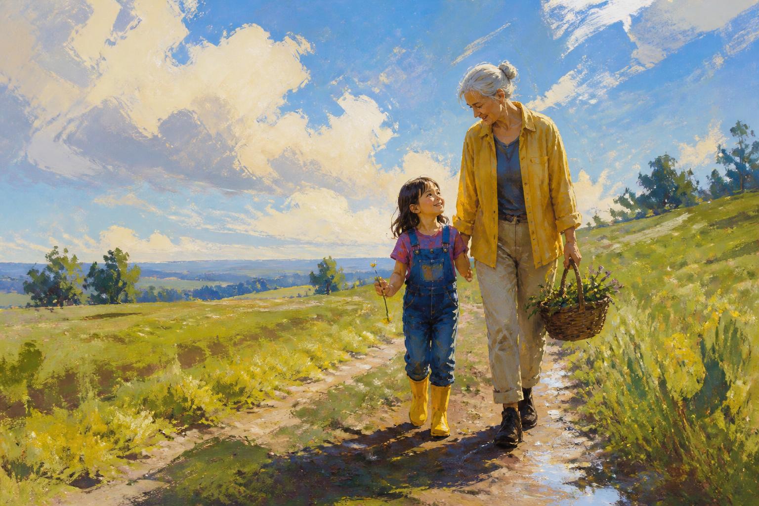 Painterly scene for Refining the description is not the same as asking what happened.