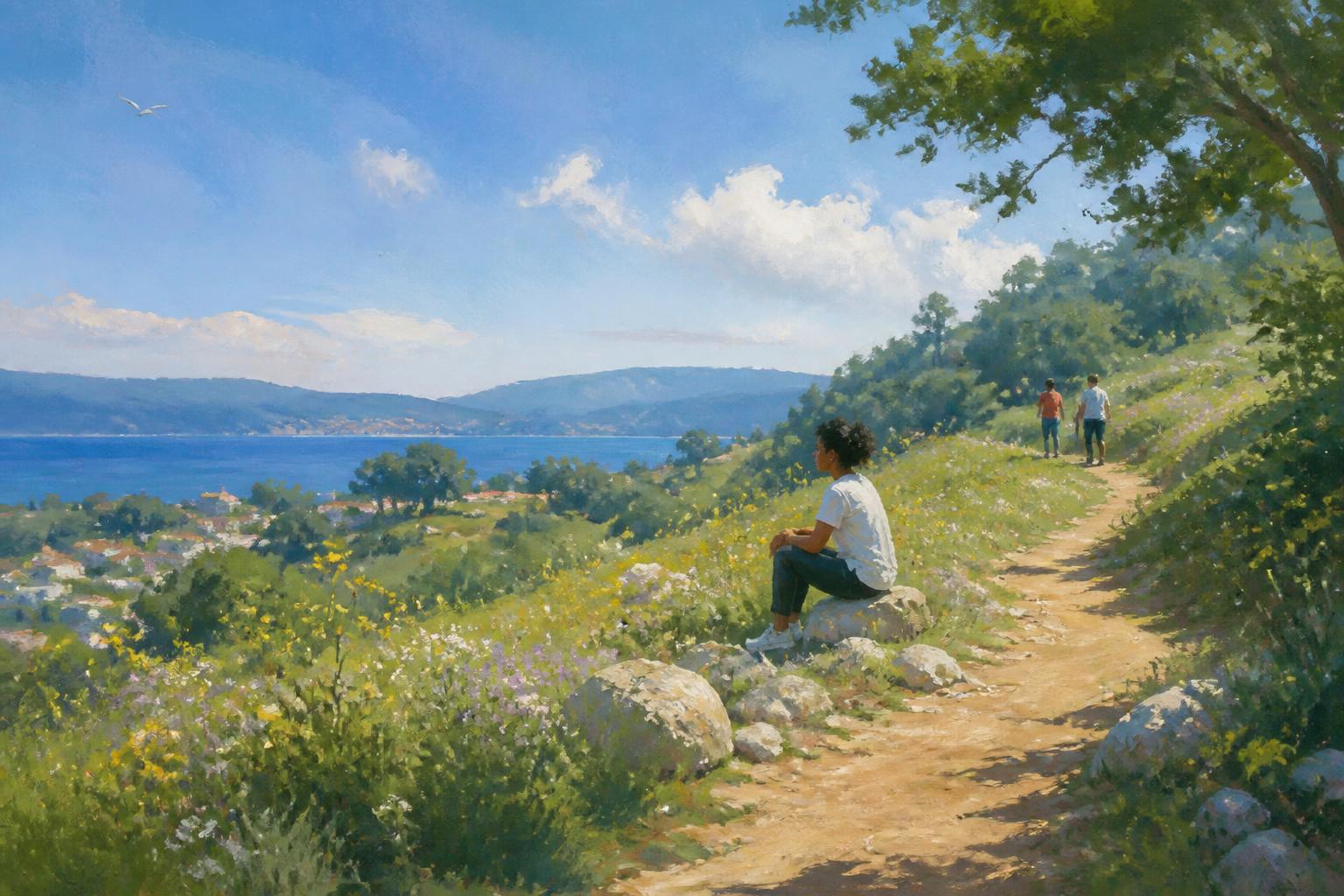 Painterly scene for Ask not only what can correct you now, but what corrected the teaching before it reached you.