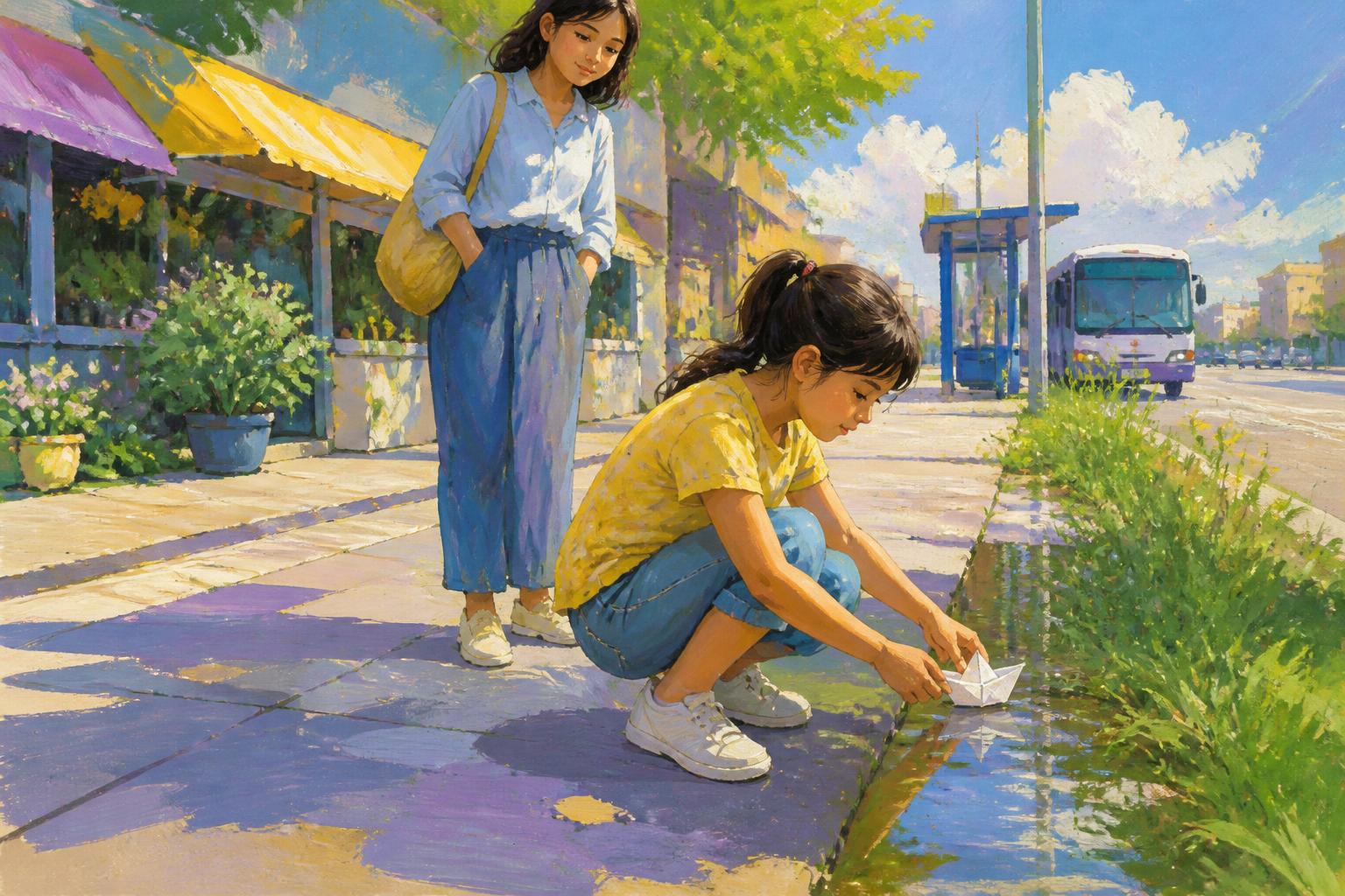 Painterly scene for Do not solve the whole future; do the next reversible thing.