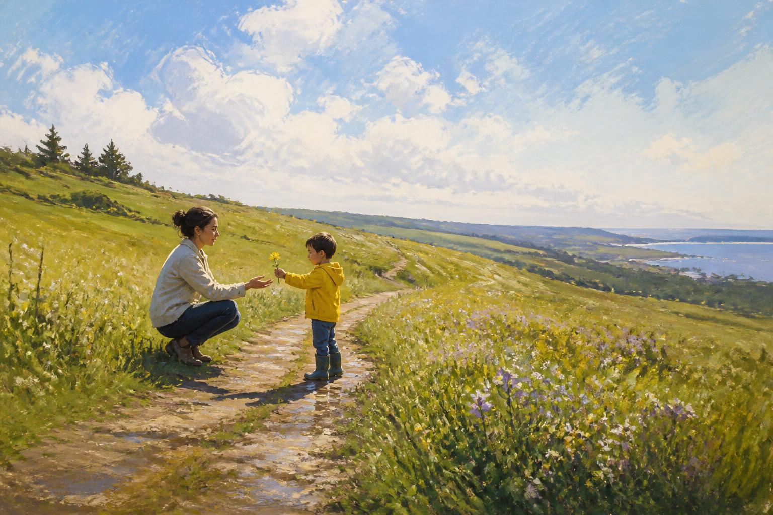 Painterly scene for Let anger set the boundary, then stop giving it the day.