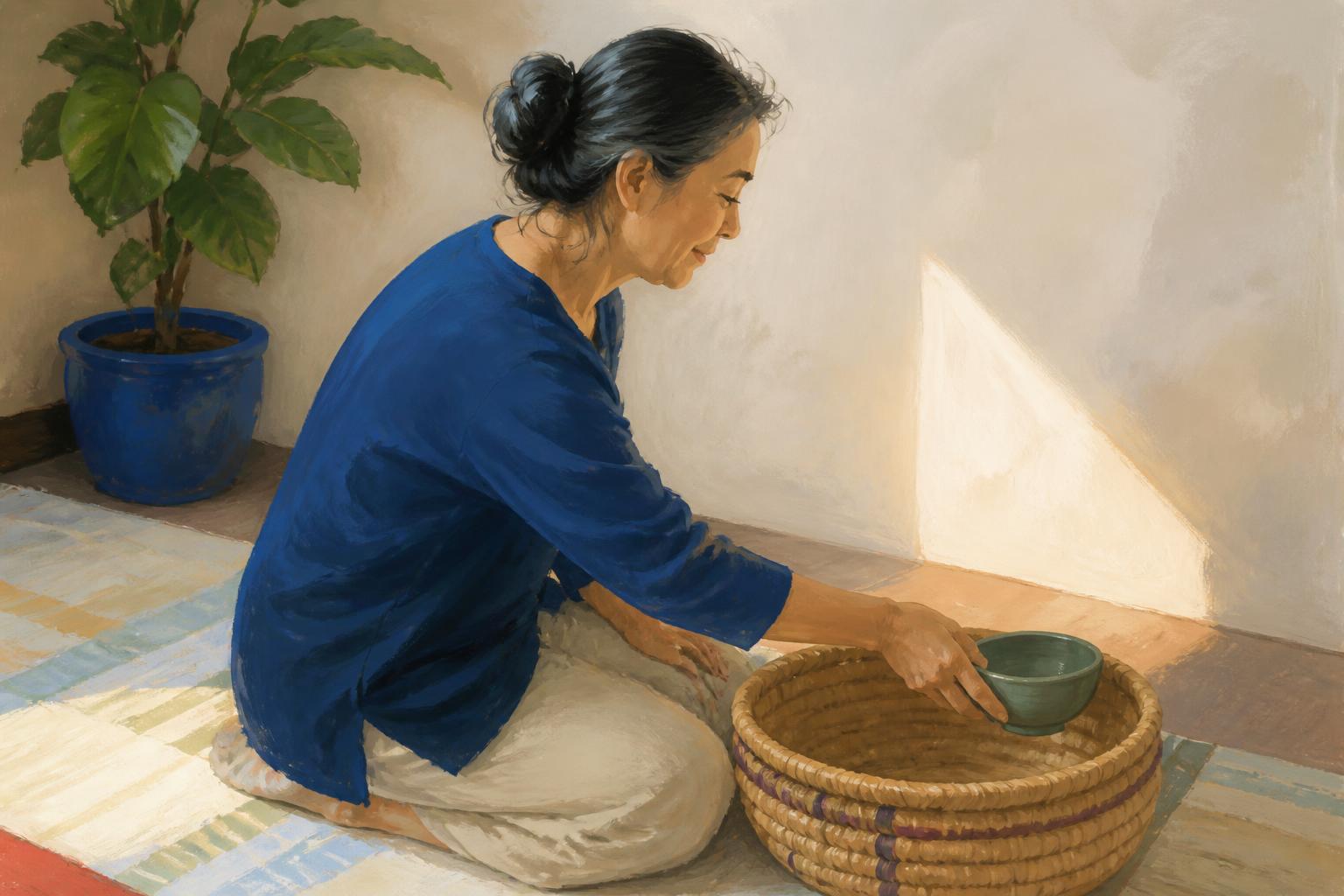 Painterly scene for Let go of ownership, not correction.