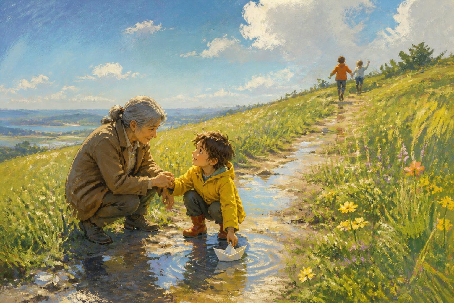 Painterly scene for Do not stare at their height; make envy name your next honest step.