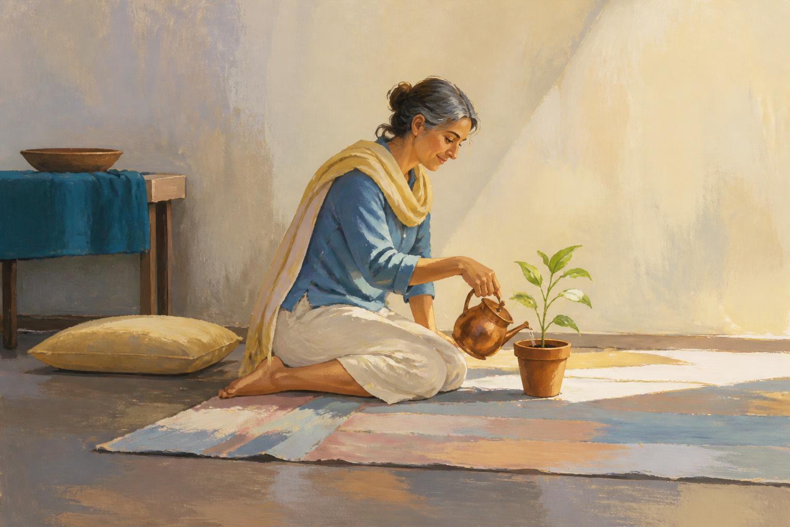 Painterly scene for When you cannot answer, do not keep finding better words for the question.
