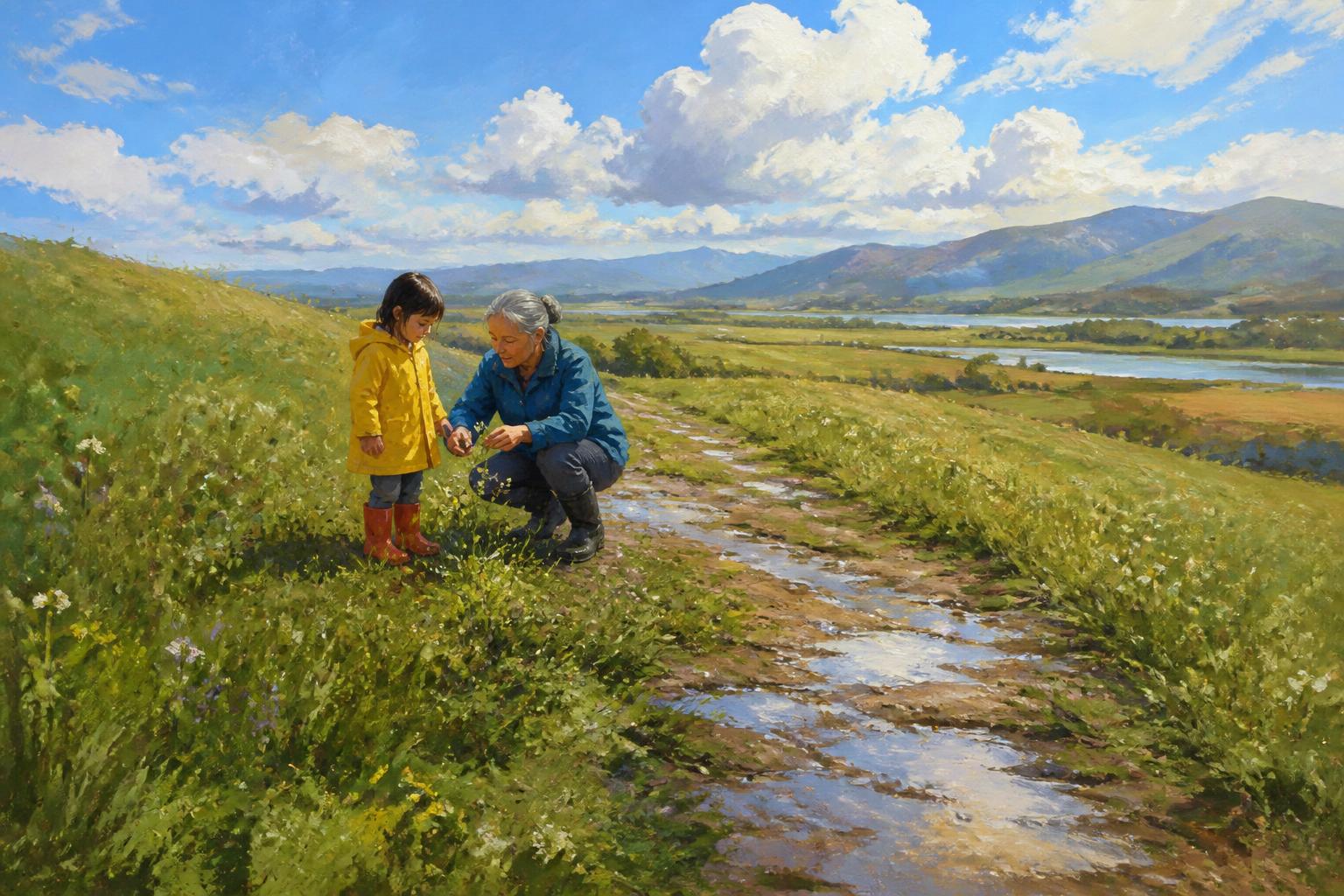Painterly scene for Do not carry a hard teaching alone if its home gave it support.