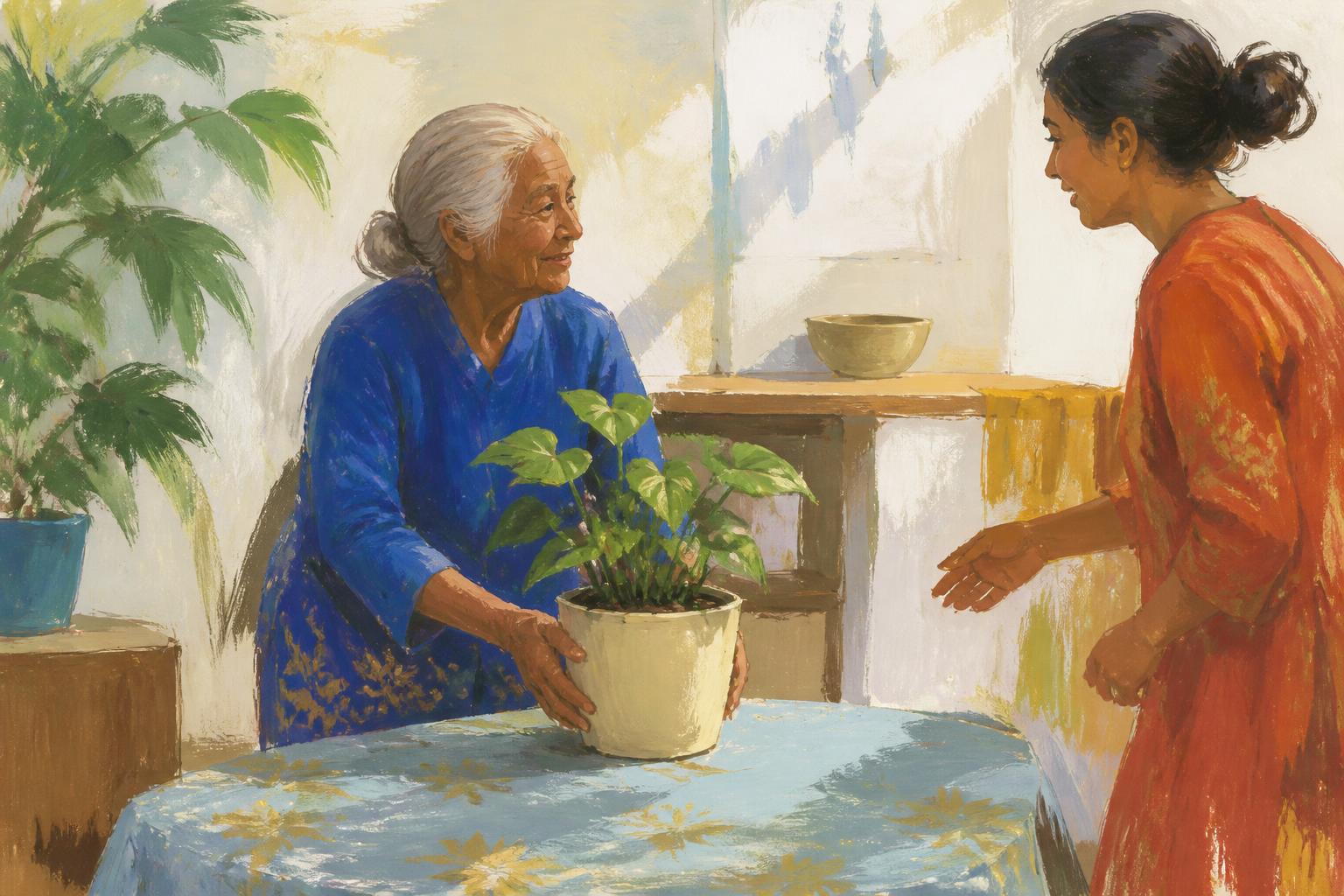 Painterly scene for You cannot check whether you have stopped watching yourself.