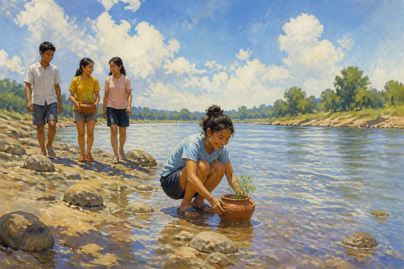 Painterly scene for When the self loosens, notice the rush to belong somewhere new.