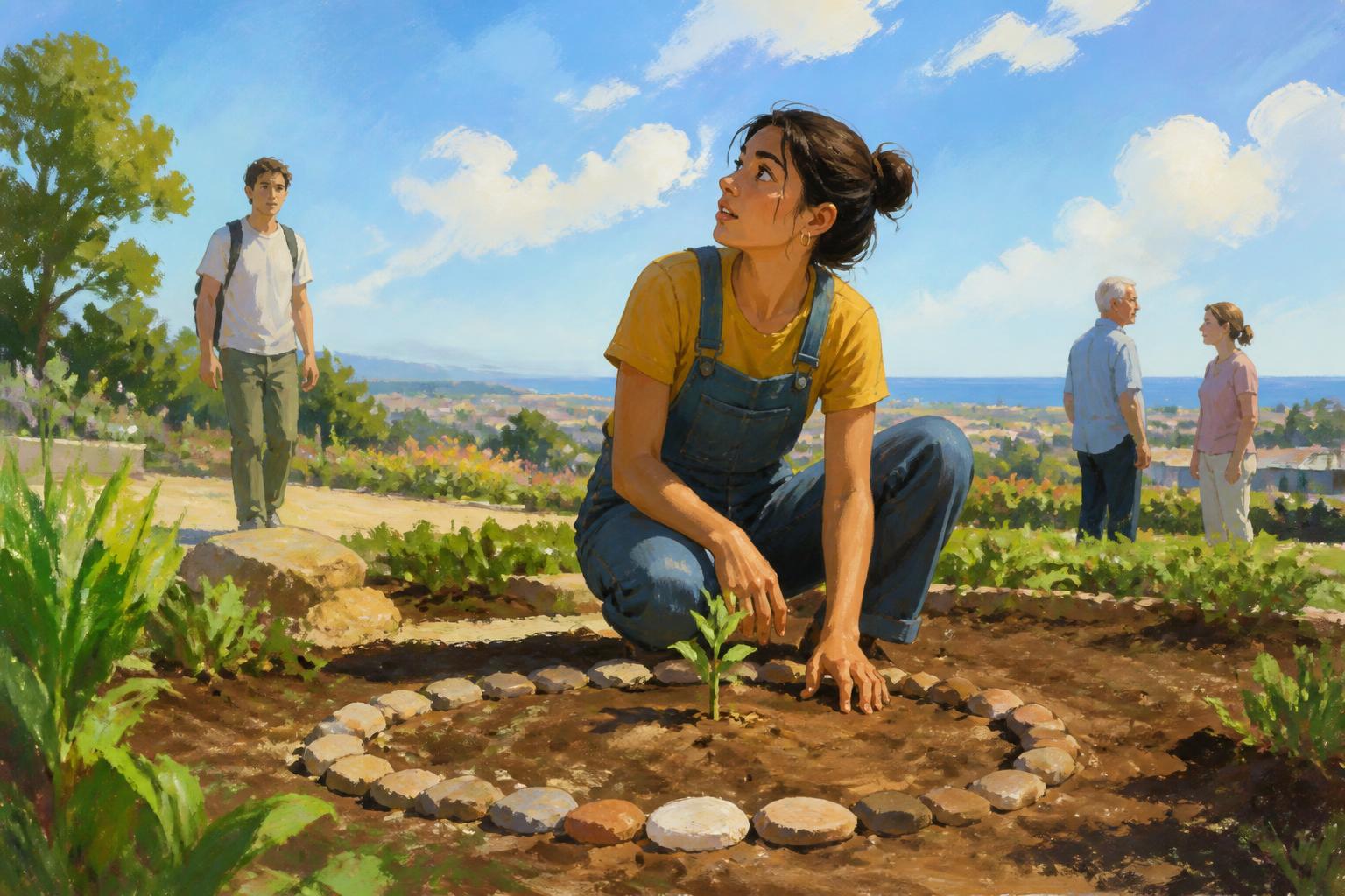 Painterly scene for Do not make a shared sentence your shelter until it can correct your life.