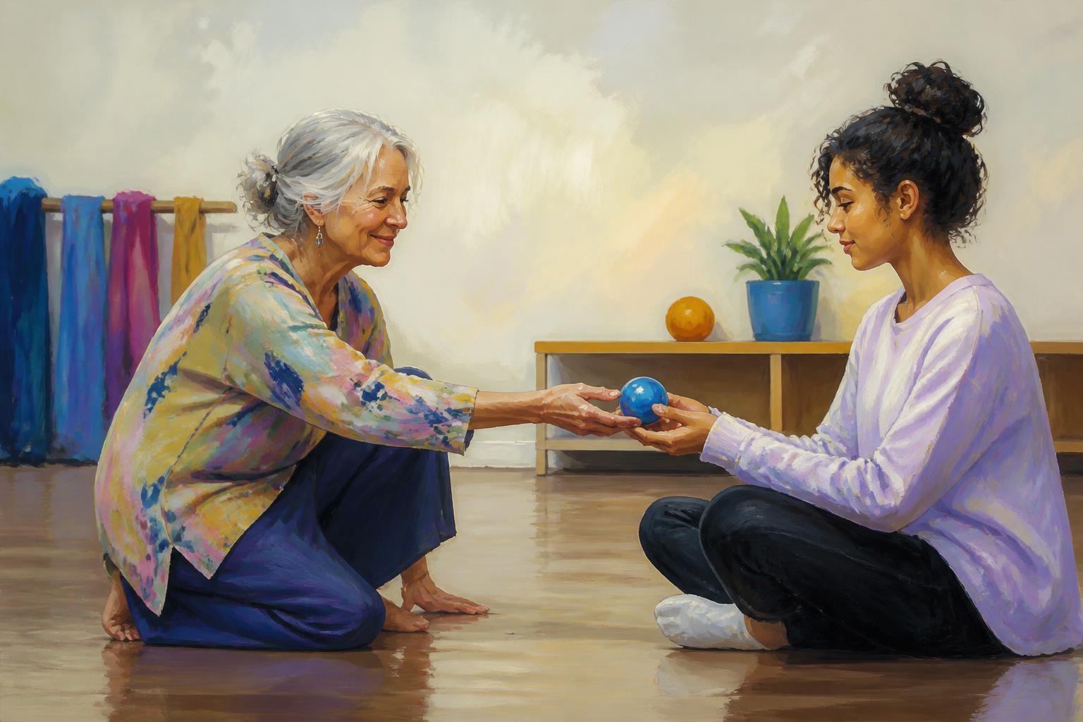 Painterly scene for Saying the doubt out loud is not the same as letting it change you.