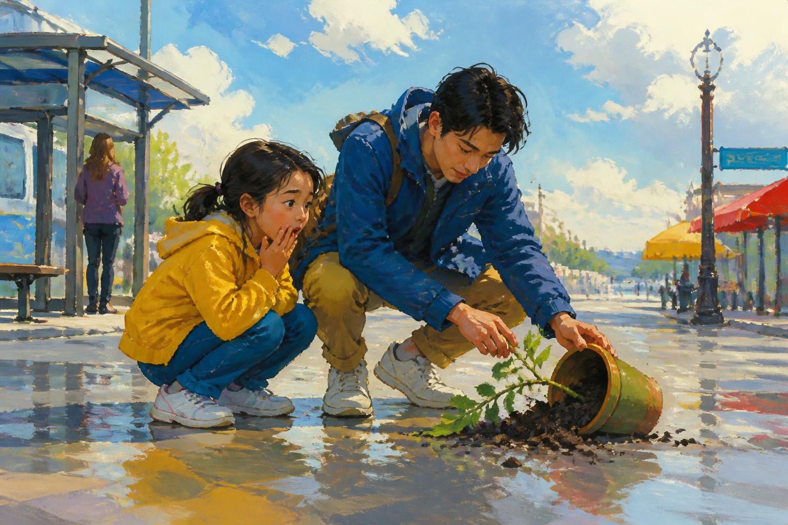 Painterly scene for When something fails, make it an instruction before you make it a verdict.