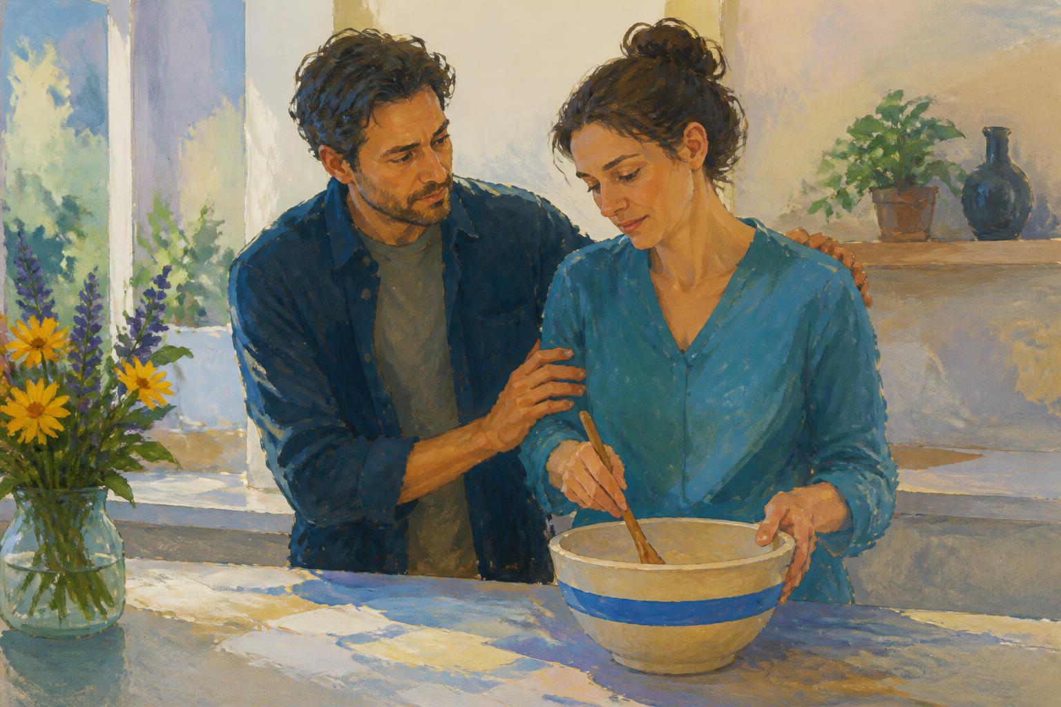 Painterly scene for Let love be corrected in more than one place.